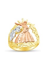 ravishing three color gold cubic zirconia baby ring